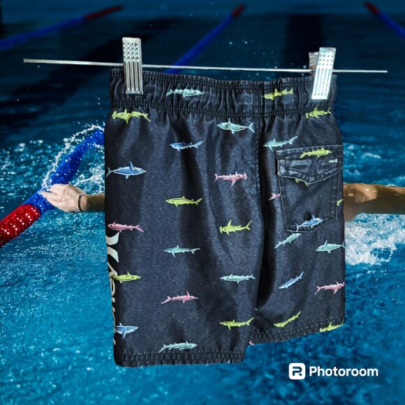 Hurley Shark Swim Trunks Size 4 - Picture 2 of 2